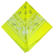 Bandana 100% coton - motif Cachemire - Jaune Fluo x1