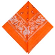 Bandana 100% coton - motif Cachemire - Orange Fluo x1