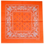 Bandana 100% coton - motif Cachemire - Orange Fluo x1