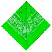 Bandana 100% coton motif cachemire - 53 x 53cm - Vert Fluo x1