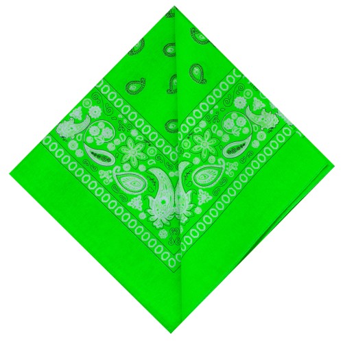 Bandana 100% coton motif cachemire - 53 x 53cm - Vert Fluo x1