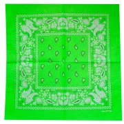 Bandana 100% coton motif cachemire - 53 x 53cm - Vert Fluo x1