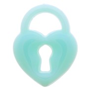 Pendentif cadenas coeur 19x15 mm en acrylique - Turquoise x1