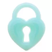 Pendentif cadenas coeur 19x15 mm en acrylique - Turquoise x1