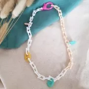 Pendentif cadenas coeur 19x15 mm en acrylique - Turquoise x1