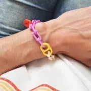 Pendentif cadenas coeur 19x15 mm en acrylique - Lilas x1