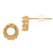 Clous d'oreilles serti pour cabochon 6mm - décor couronne - Plaqué Or 3 microns x2|raw }}