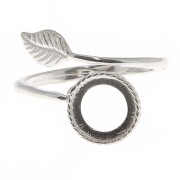 Bague feuille réglable serti pour cabochon fond plat 8 mm - Argent 925 x1