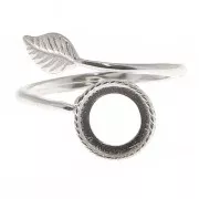 Bague feuille réglable serti pour cabochon fond plat 8 mm - Argent 925 x1
