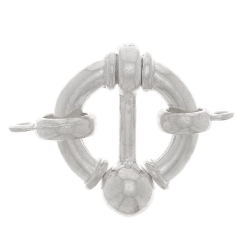 Fermoir rond à clipser avec anneau fermé - style bouée - 17 mm - Argent 925 x1
