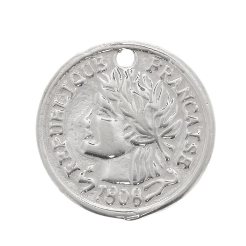 Sequin pièce de monnaie République Française 11 mm - Argent 925 x1