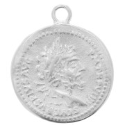 Pendentif pièce de monnaie Romaine 24x20.5 mm - Placage Argent fin x1