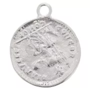 Pendentif pièce de monnaie Romaine 22x19 mm - Placage Argent fin x1