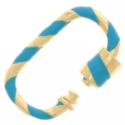 Fermoir ovale à visser avec résine 25x16 mm - Doré - Turquoise x1