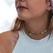 Fermoir ovale à visser avec résine 25x16 mm - Doré - Turquoise x1