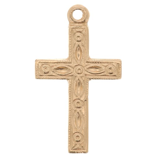 Pendentif croix travaillée 17x10 mm - Gold filled (or laminé)  x1
