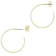 Créoles fines à décorer 31 mm - Acier inoxydable 304L Doré x2