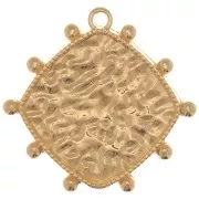 Pendentif losange travaillé de petites boules 25x26 mm - Doré à l'or fin x1