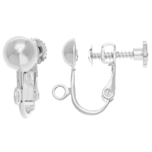Clips d'oreille à vis Placage argent fin x2