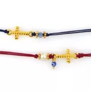 Intercalaire croix travaillé 2 anneaux 22x11 mm - Doré à l'or fin x1