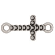 Intercalaire croix travaillé 2 anneaux 22x11 mm - Placage argent fin vieilli x1