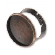 Bague serti cabochon fond plat rond 18 mm cuivré vieilli x1