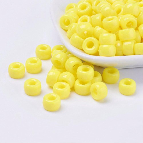 Perles gros trous - Pony beads - 9x6 mm Jaune x50