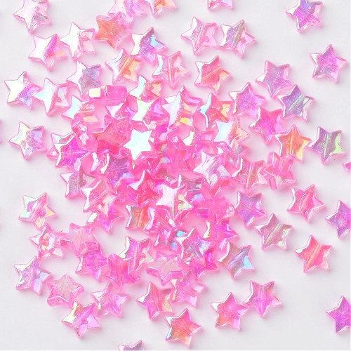 Perles étoiles irisées - 11 mm Rose AB x50