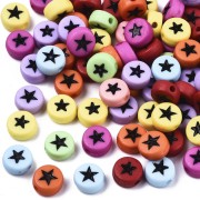 Assortiment de 20 perles plates - étoiles - 7 mm - Multicolore - Noir|raw }}