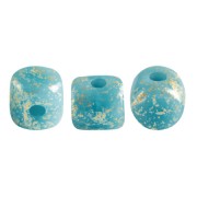 Minos® par Puca® 2.5x3 mm - Opaque Blue Turquoise Gold Splash x5g