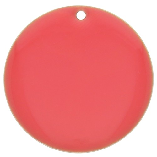 Sequin rond en métal et résine époxy 25 mm - Rose corail x1