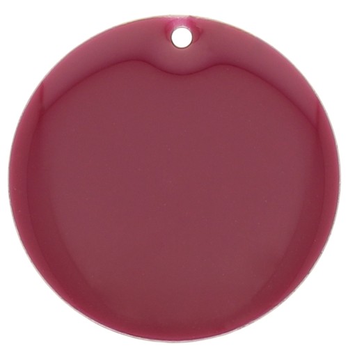 Sequin rond en métal et résine époxy 25 mm - Lie de vin x1