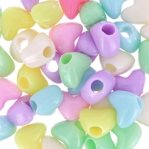 Assortiment de perles coeurs gros trous - 7x9.5 mm Multicolore Pastel x50