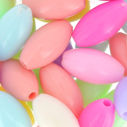 Assortiment de perles olive - 14x7.5 mm Multicolore Pastel x50