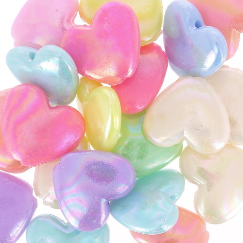 Assortiment de perles coeurs nacrées - 14x15.5 mm Multicolore Pastel x20