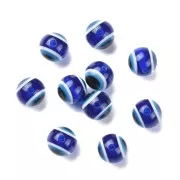 Perles rondes - oeil porte bonheur - 10 mm - Bleu x10