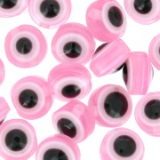 Perles plates rondes - oeil porte bonheur - 8x5.5 mm - Rose x10|raw }}