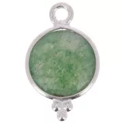 Breloque ronde facettée avec petites boules 12x7 mm - Argent 925 - Aventurine x1