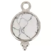Breloque ronde facettée avec petites boules 12x7 mm - Argent 925 - Howlite x1