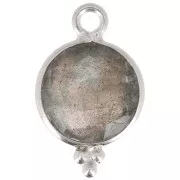 Breloque ronde facettée avec petites boules 12x7 mm - Argent 925 - Labradorite x1