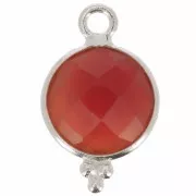 Breloque ronde facettée avec petites boules 12x7mm Arg 925 - imitation Cornaline