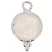 Breloque ronde facettée avec petites boules 12x7 mm - Argent 925 - Pierre de lune