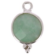 Breloque ronde facettée avec petites boules 12x7 mm - Argent 925 - Amazonite x1