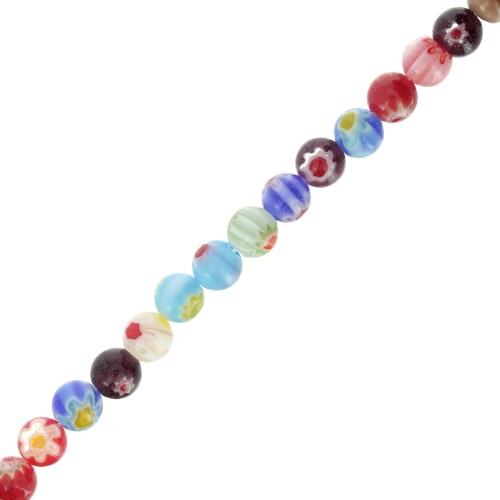 Perles rondes en verre Millefiori 6 mm Multicolore x36cm