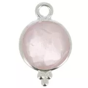 Breloque ronde facettée avec petites boules 12x7 mm - Argent 925 - Quartz rose x1