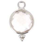 Breloque ronde facettée avec petites boules 12x7mm - Argent 925 - Cristal de roche|raw }}
