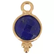 Breloque facettée avec petites boules 12x7mm Argent 925 Plaqué Or - Lapis lazuli