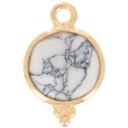 Breloque facettée avec petites boules 12x7 mm - Argent 925 Plaqué Or - Howlite