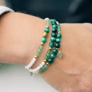 Breloque facettée avec petites boules 12x7 mm Argent 925 Plaqué Or - Labradorite