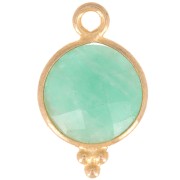 Breloque facettée avec petites boules 12x7 mm - Argent 925 Plaqué Or - Amazonite